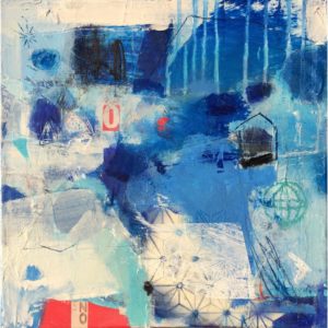 blue, water, red, white, abstract, joyful, contemporary, modern.